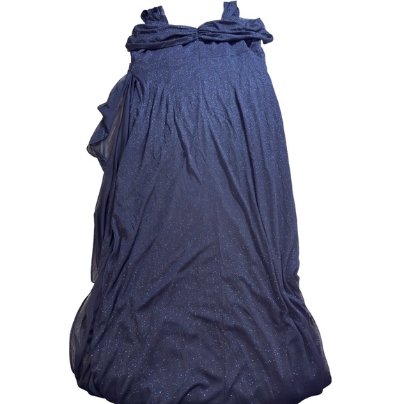 Alex Evenings Navy Blue Sparkle Off The Shoulder Ruched Gown 18W - Picture 10 of 11